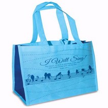 I Will Sing Bird Notes Psalm 108:1 Blue Reusable 12 x 12 Eco Friendly Tote Bag null, 1