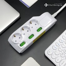 철공자 국산 개별 멀티탭 3구 1.5M 3M 5M 접지 콘센트 연장선 전기 코드, 1개입