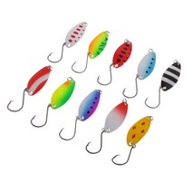 단일 후크 4cm/6 배스 송어 연어 낚시와 10 개/대 스피너 스푼 낚시 미끼, 다색, 4cm, 금속