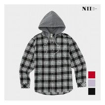 [니] [NII] 공용 후드 체크 셔츠_NNUNLVS1551