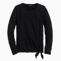 가을 베이직 밑단 묶음 긴팔티 (Tied Hem Tee-허리매듭 봄 간절기 블랙 티셔츠 타이)