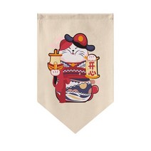 일본 고양이 프린트 숏 커튼 페넌트 스시 숍 삼각형 플래그 주방 출입구 파티션 발코니 장식, [01] 20x30cm, [01] Hook Loop, [08] HTriangle Curtain