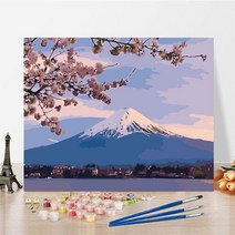 DIY 사은품+액자 명화그리기 유화 세트 캔버스형 40 x 50 cm, 40*50 콤보 상자, 후지산