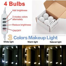 등 조명 화장대 라이트 LED 메이크업 화장 대 거울 빛 Dimmable 아름다움 전구 할리우드 벽 램프 USB 플매트 카펫 러그 12V 화장품 욕실 드레싱 테이블, 02 4 Bulbs