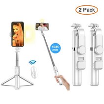 징벌 짐발 스마트폰 3축 핸드폰 짐벌 새로운 무선 블루투스 Selfie 스틱 삼각대와 원, 06 White Led 2 pack