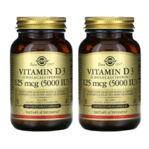 Solgar 솔가 비타민d 5000 IU 125 mcg 120 캡슐 Cholecalciferol 비타민 디 Vitamin D5, 2개