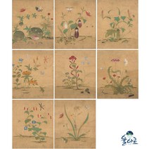 신사임당 초충도 8폭 병풍 꽃그림 민화그리기, 화훼도 8폭 병풍(7), 일반용지(얇은 백상지), 중형