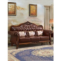 명품 클래식 고급 소가죽 엔틱소파, 밤나무더블