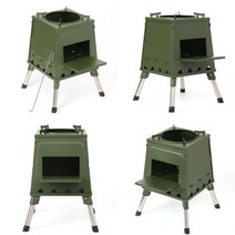 라온지니 접이식 화목난로 35X47CM 카키 캠핑난로 미니화로대 숯불화로