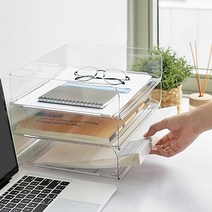 OFFISYS 데스크 A4 문서 서류 정리 멀티 가로형 트레이 보관 오피스 책상 용지 이면지 사무실 파일, 우주라인 쿠팡 마16수12 화이트