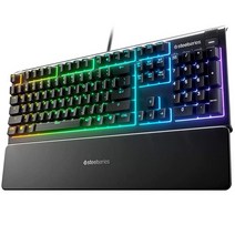 SteelSeries Apex 3 RGB 게임용 키보드 10개 구역 RGB 조명 IP32 발수성 프리미엄 마그네틱 손목 받침대 64812 속삭이는 저소음 촉각 및 무소음 -16413