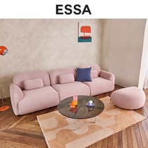 [에싸] 로꼬 3.5인 리브 패브릭 소파+스툴, 올리브그린, 스툴[반달]