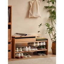 벤치책장 수납벤치 틈새 다용도 책꽂이 캐비닛, 체리우드