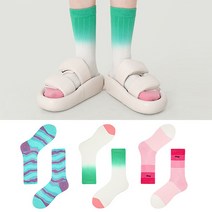 [당일발송] 에쓰래빗 3켤레 여성 패션 양말 세트 면 예쁜 긴 중목 장목 디자인 삭스