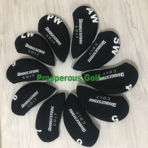 BRIDGESTONE 브리지스톤 골프 아이언커버 10개 헤드커버 세트, 블랙