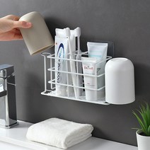상세설명 참조 부착식 철재 치솔 치약 양치컵 걸이 멀티홀더 2type, 수량, 욕실멀티홀더(더블1개)