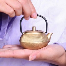 ST SHOP 미니 주전자 주방 Tetsubin 차 커피 포트 무쇠 유지 차 냄비, 골든