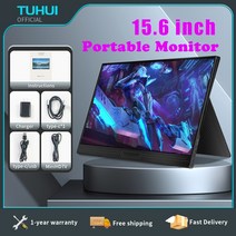 did모니터 TUHUI 휴대용 게이밍 모니터 156 인치 FHD 1080P IPS USBC MiniHDMI 두 번째 화면 휴대폰 맥 노트북 PC 스위치 PS45, 156inch+EU 플러그