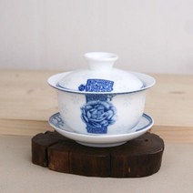 청화백자 목단 개완 개합잔 150ml