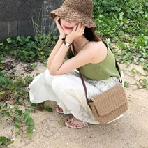 조르지오 여름 바닷가 비치 스타일 밀짚 가방 크로스 핸드백