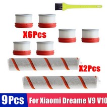 AI멀티 클린샤오미 Dreame V9 V9B V10 가정용 무선 핸드 헬드 지능 청소기 액세서리 Hepa 필터 롤러 브러시, 02 9Pcs