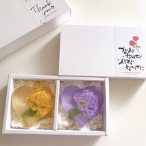 데일리온 하트 카네이션비누 2구세트 꽃비누 답례품 어버이날 스승의날, 형광핑크, 형광핑크, 영문땡큐