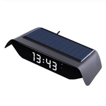 태양열 차량용 자동차 시계 온도계 USB충전, LED 흰색   1개