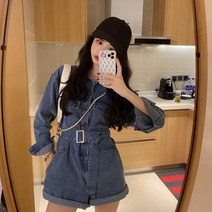 키작은 데님팬츠 데님점프수트 여성 트렌드 봄가을 150CM 하이웨이스트 날씬해 보이는 보여 고청바지 1499965432