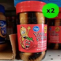 Kroger Yipes Stripes 딸기 땅콩 피넛 버터 스프레드 510g 2팩 Strawberry Jam (미국배송), 1개, 200ml