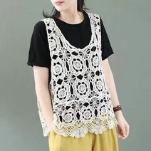 tagi 여성 메쉬 여름조끼 펀칭 레이스 베스트