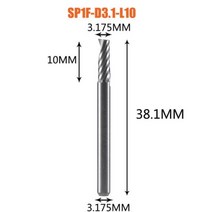 1pc aaaaa 3d cnc 라우터 비트 조각 컷 3.17546 생크 단일 플루트 밀링 커터 나선형 엔드 밀 목공 알루미늄, SP1F-D3.1-L10