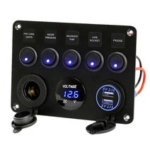 선박용 램프 라이트 듀얼 USB 소켓 충전기 2.1A amp LED 볼트 12V 전원 콘센트 5 갱 ON-OFF 토글 스위치 패널 자동차 보트 마린 RV 트럭 288304, [02] 파란