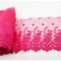 면사 랏셀플라워 19색상 육각망레이스 면레이스 레이스, 진핑크1야드, 1개