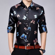 나비 초가을 복고풍 남성 긴팔 건달 남방 옷 셔츠 조폭 깡패 하와이안 아빠 아저씨