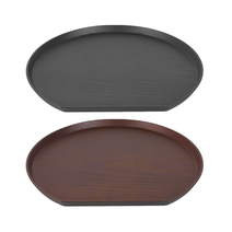 옻칠 우드톤 반달 원형 논슬립 혼밥 트레이 (2color/2size), 월넛색상 소