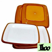 oth 오마다 접시 아크릴 접시 사각 나눔 앞 접시 4P 대 OR, 상품선택