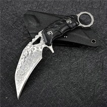 Trskt Karambit 클로 나이프 캠핑 야외 구조 생존 사냥 칼 VG10 다마스커스 강철 Kydex 칼집 EDC 도구 Dro, 02 Black