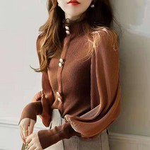 패션고리 여성 레이스넥 주름 블라우스 B1009