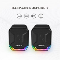 게이밍 스피커 사운드바 컴퓨터 PC 피시방 노트북 유선 2채널 화이트 Fantech GS202 RGB B 3 5MM 플러그 스테레오 서라운드 데스크탑 TV 상자 PUBG LOL, 검은 색