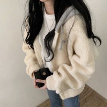 루즈핏 양털 후드 집업