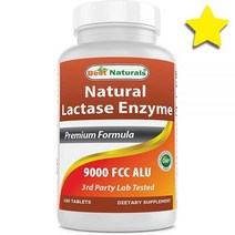 Best 내추럴 락타아제 효소 엔자임 enzyme 락토스 불내성 정 타블렛제 9000 FCC ALU 180개, 180카운트 (Pack of 1) 강철체력