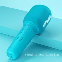 ai 스피커 블루투스 휴대용 서브우퍼 무선 fm 라디오 야외 가라오케 3 hi-fi 원격 제어 aux tf 마이크, 블루 마이크 2 in 1