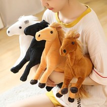 흑마 백마 갈색마 귀여운 경마 우마무스메 말인형 조랑말 봉제인형 선물 26cm, 32x26cm, 연한 갈색