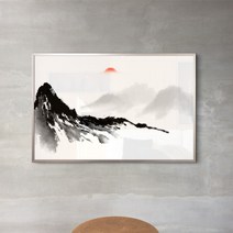 1358K 고요한자연풍경수묵화_중형메탈액자, 4타입, 올리브