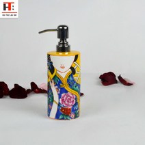 유럽 스타일 복고풍 고급 손으로 그린 세라믹 로션병 손 소독제 병 스테인레스 스틸 압력 병 흡입-130591, 옵션03
