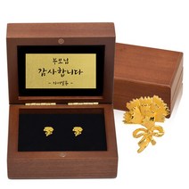 골드모아 [골드모아] 순금 카네이션 뱃지 세트 미니우드 케이스 7.5g 24K