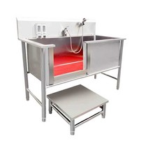 반려동물 업소용 목욕통 개수대 샤워장 부스 동물병원, 물튐방지 문열림 3면 135x70x90