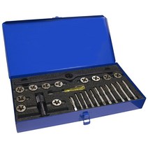 Greenfield Threading 423004 플러그 탭 및 조절 가능한 라운드 다이 세트 28 HSS/카본 코팅되지 않은 (밝음) 코팅 오른쪽 컷 25피스