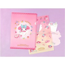 산리오 마이멜로디 L홀더 엘홀더 파일 A4 시험지 서류보관 인덱스 캐릭터 문구, 랜덤