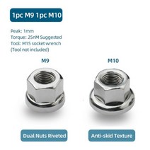 Deemount 고정 기어 허브 너트 전면 후면 드럼 액슬 부싱 M9 M10 3/8in 26tpi 듀얼 리벳 미끄럼 방지 질감 펌 모자, China, M9 1PC M10 IPC